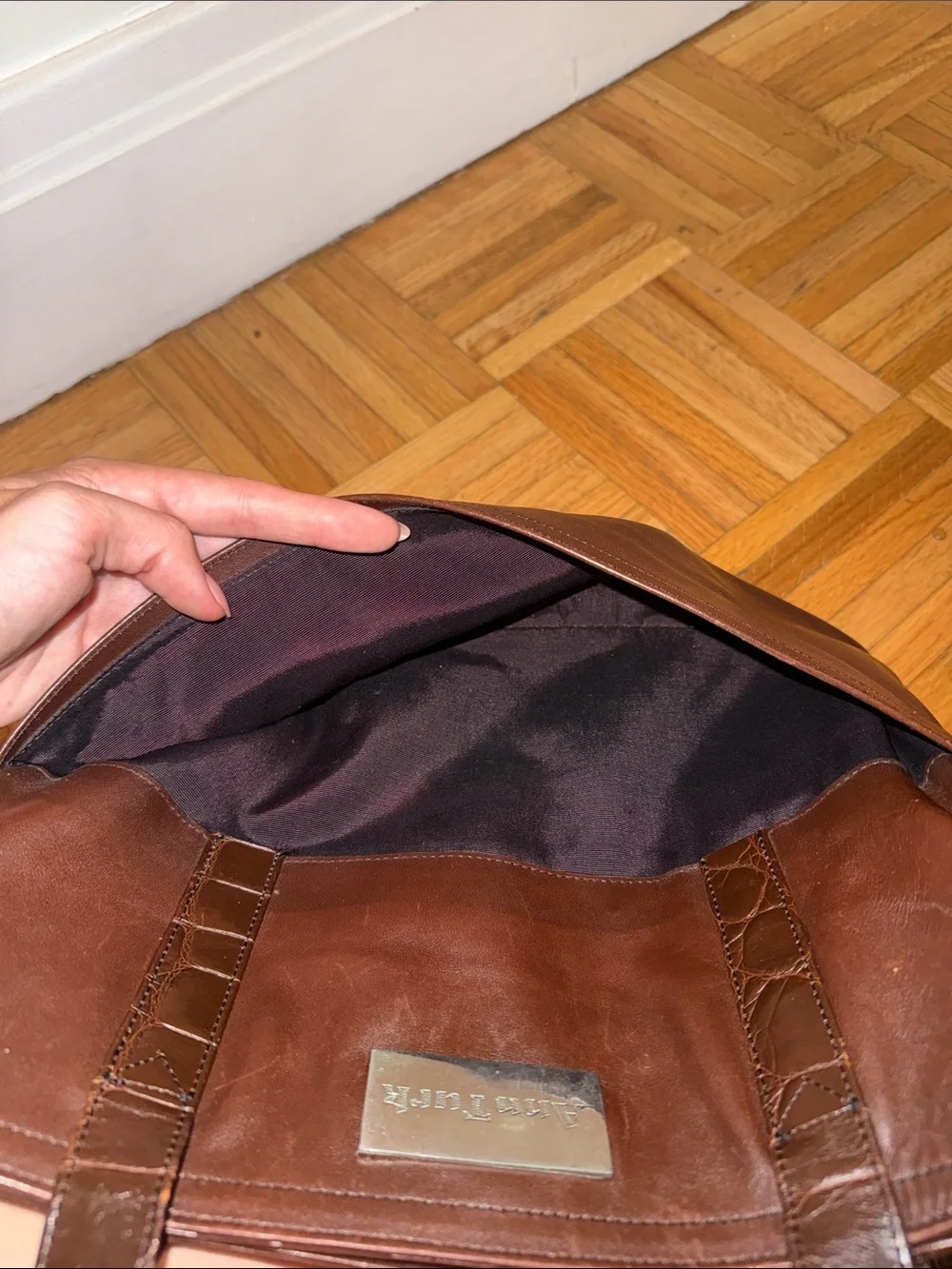 VINTAGE Glen Miller for Ann Turk Dark Brown Leather Bag with Dual Straps